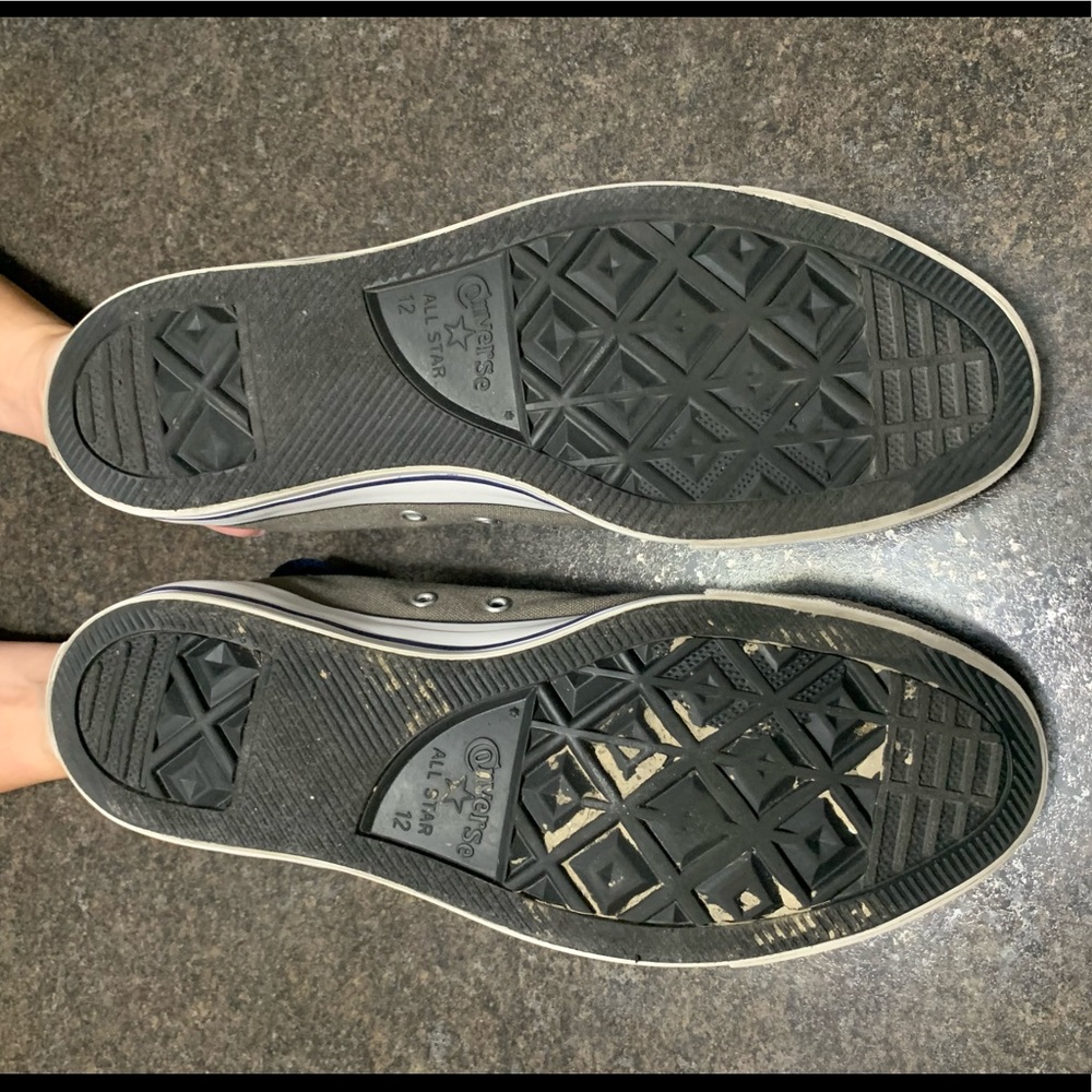 Converse Gray Canvas Navy Blue Collar Tongue Low Top - Picture 4 of 5
